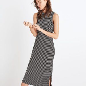 Madewell Ribbed Mockneck Midi Dress in Stripe